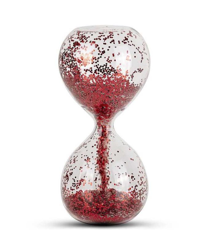 Toptan promosyon Simli kum saati 15 cm Kırmızı